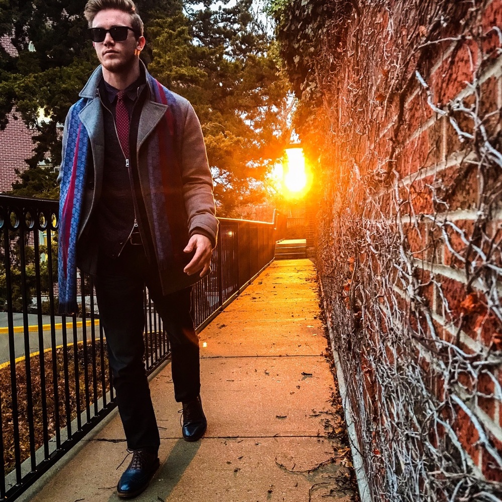 Black/Blue Theory Mock-Neck Cardigan